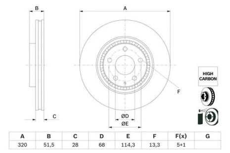 Диск гальмівний MAZDA CX-5, BOSCH (0986479H02) Диск гальмівний MAZDA CX-5, BOSCH (0986479H02)