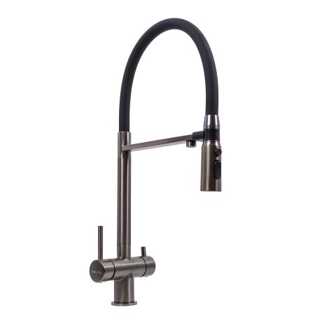 Кухонный смеситель NES-TN65 с гибким изливом под фильтр Valeso (PVD черный)