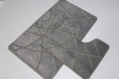 Набір килимків для ванни та туалета Vonaldi, світло-сірий 100*60 см та 50*60 см 10669 Набір килимків для ванни та туалета Vonaldi, світло-сірий 100*60 см та 50*60 см 10669