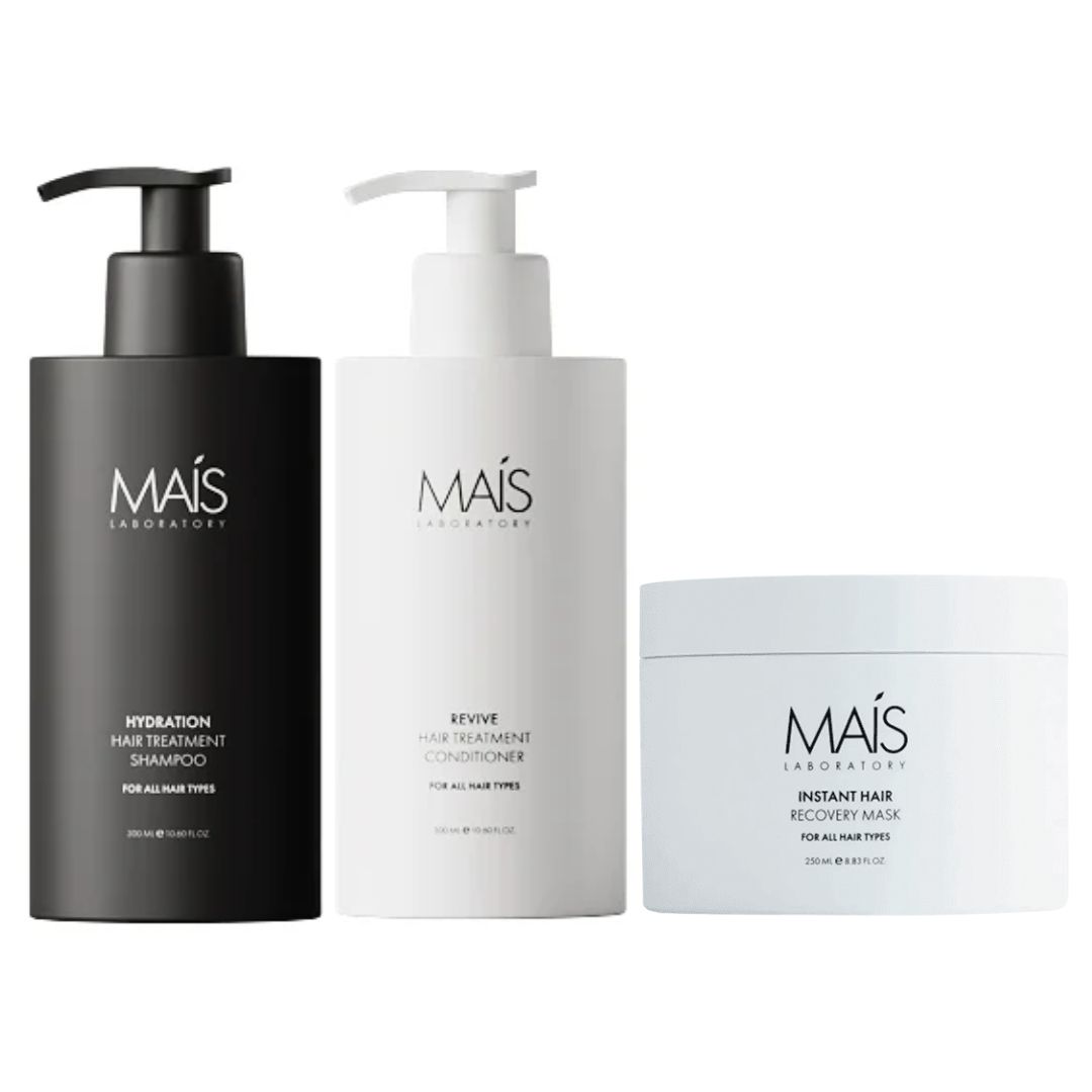 Набор Mais Hydration Hair Treatment TRIO шампунь, кондиционер и маска для увлажнения и восстановления волос 2х300+250 мл Набор Mais Hydration Hair Treatment TRIO шампунь, кондиционер и маска для увлажнения и восстановления волос 2х300+250 мл