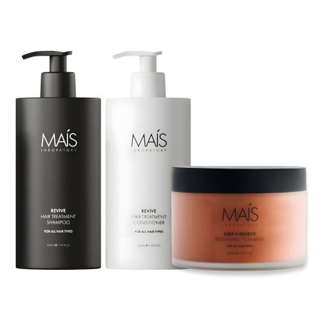 Набір для відновлення пошкодженого волосся Mais Revive Hair Treatment TRIO (шампунь, кондиціонер і маска) 3х500 мл Набір для відновлення пошкодженого волосся Mais Revive Hair Treatment TRIO (шампунь, кондиціонер і маска) 3х500 мл