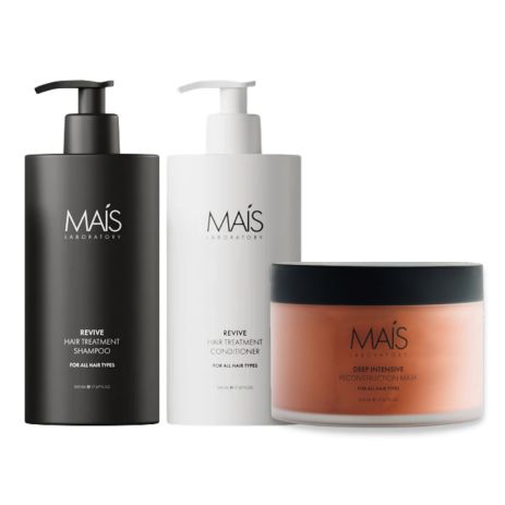 Набор Mais Revive Hair Treatment TRIO шампунь, кондиционер и маска для восстановления поврежденных волос 3х500 мл Набор Mais Revive Hair Treatment TRIO шампунь, кондиционер и маска для восстановления поврежденных волос 3х500 мл
