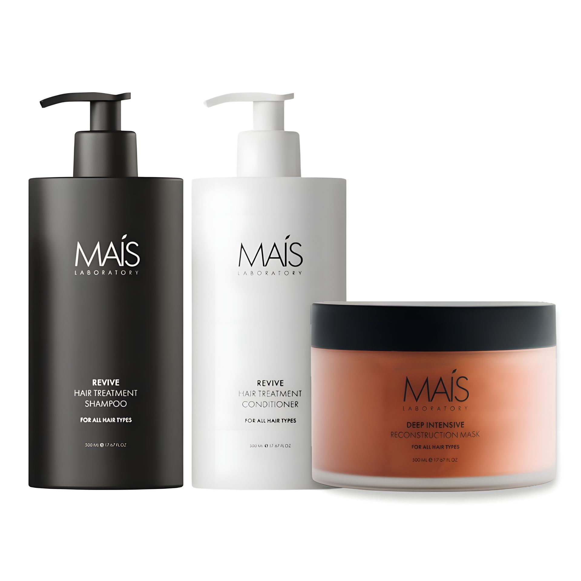 Набір для відновлення пошкодженого волосся Mais Revive Hair Treatment TRIO (шампунь, кондиціонер і маска) 3х500 мл Набір для відновлення пошкодженого волосся Mais Revive Hair Treatment TRIO (шампунь, кондиціонер і маска) 3х500 мл