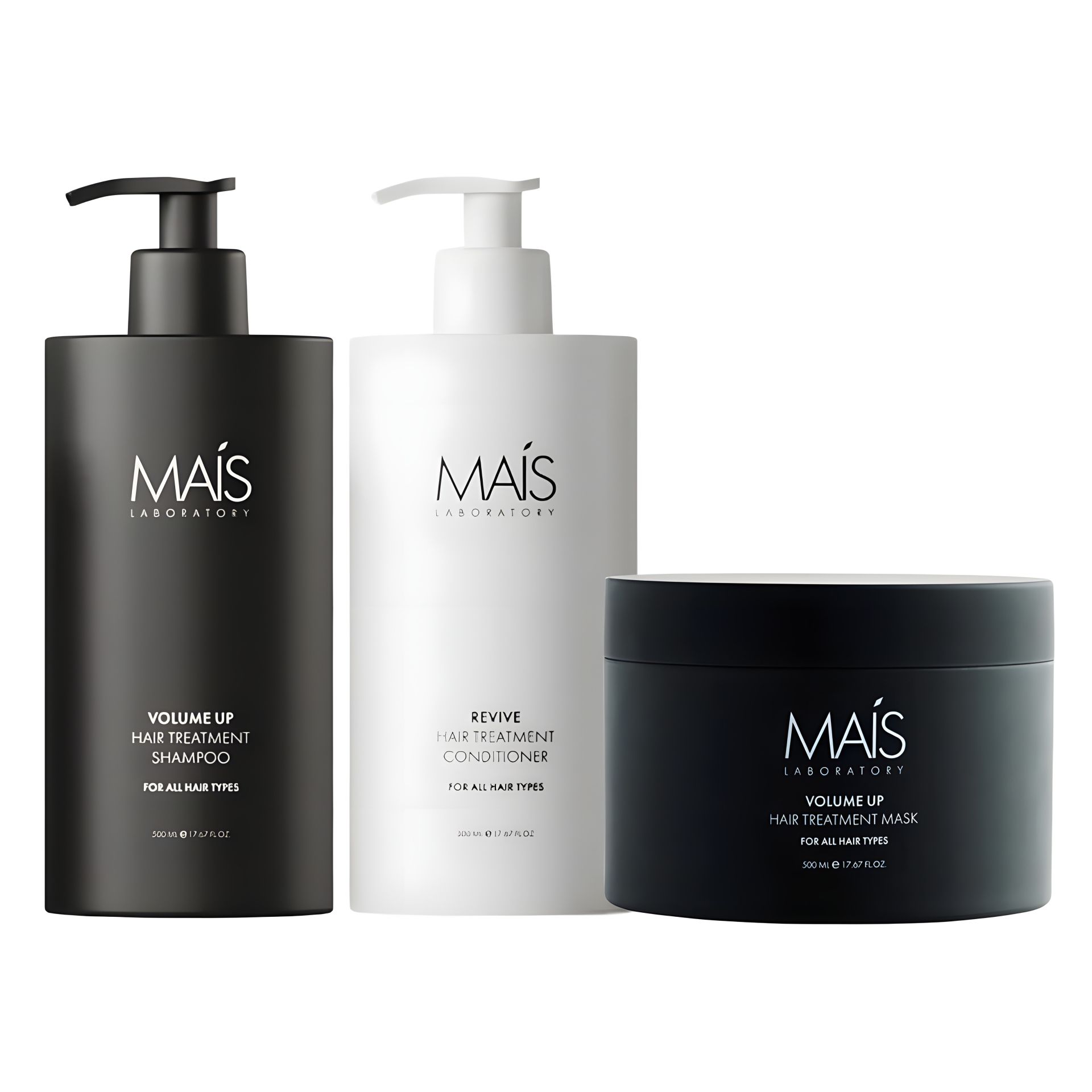 Набір Mais Volume UP Hair Treatment TRIO (шампунь, кондиціонер, маска) для об'єму тонкого волосся 3х500 мл Набір Mais Volume UP Hair Treatment TRIO (шампунь, кондиціонер, маска) для об'єму тонкого волосся 3х500 мл