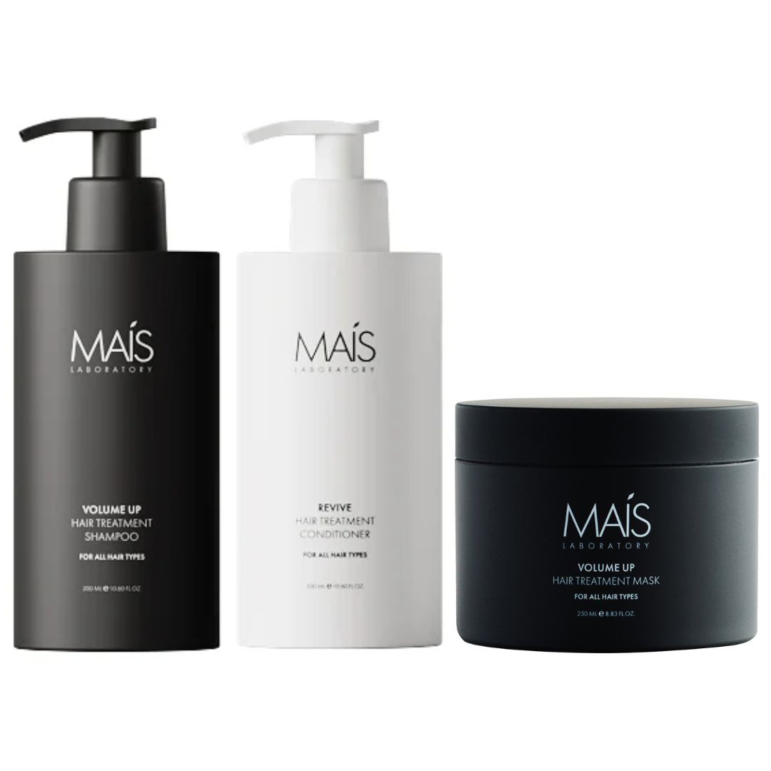 Набір Mais Volume UP Hair Treatment TRIO шампунь, кондиціонер і маска для об'єму тонкого волосся 2х300+250 мл Набір Mais Volume UP Hair Treatment TRIO шампунь, кондиціонер і маска для об'єму тонкого волосся 2х300+250 мл