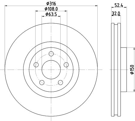 Диск тормозной FORD (CHANGAN), LINCOLN MKX, HELLA PAGID (8DD355126701) Диск тормозной FORD (CHANGAN), LINCOLN MKX, HELLA PAGID (8DD355126701)