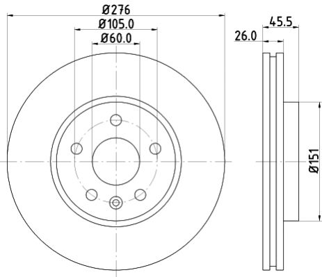 Диск тормозной DAEWOO LACETTI, BUICK (SGM), HELLA PAGID (8DD355116351) Диск тормозной DAEWOO LACETTI, BUICK (SGM), HELLA PAGID (8DD355116351)