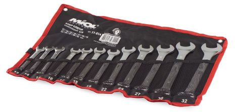 Набір ріжково-накидних ключів (12 шт., 13-32 мм, CrV) Miol 51-814 Набір ріжково-накидних ключів (12 шт., 13-32 мм, CrV) Miol 51-814