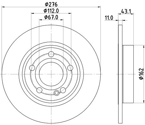 Диск тормозной MERCEDES-BENZ (BBDC), MERCEDES-BENZ CLA, HELLA PAGID (8DD355133061)