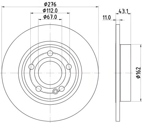 Гальмівний диск MERCEDES-BENZ CLA, HELLA PAGID (8DD355133061)
