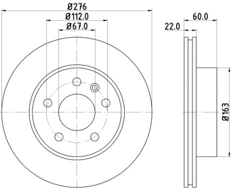Диск тормозной MERCEDES-BENZ V-CLASS, HELLA PAGID (8DD355104521)