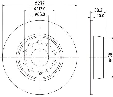 Гальмівний диск SKODA (SVW), AUDI Q2, HELLA PAGID (8DD355131811)