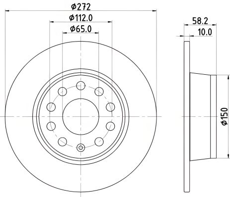 Гальмівний диск SKODA (SVW), AUDI Q2, HELLA PAGID (8DD355131811)