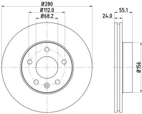 Диск тормозной VW CALIFORNIA, HELLA PAGID (8DD355105591)