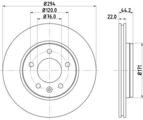 Диск тормозной VW CALIFORNIA, HELLA PAGID (8DD355128031)
