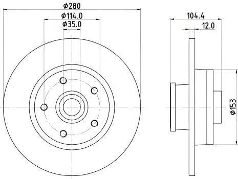 Гальмівний диск MITSUBISHI EXPRESS, NISSAN PRIMASTAR, HELLA PAGID (8DD355125281)