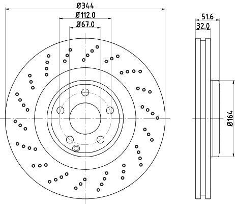 Диск тормозной MERCEDES-BENZ CLS, HELLA PAGID (8DD355126381)