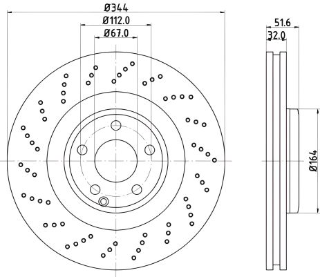 Тормозной диск для MERCEDES-BENZ CLS, HELLA PAGID (8DD355126381)