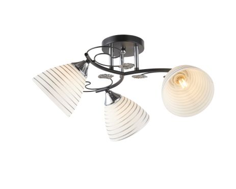 Люстра стельова на 3 плафони 6344-2 (Чорний+Хром) Люстра стельова на 3 плафони 6344-2 (Чорний+Хром)