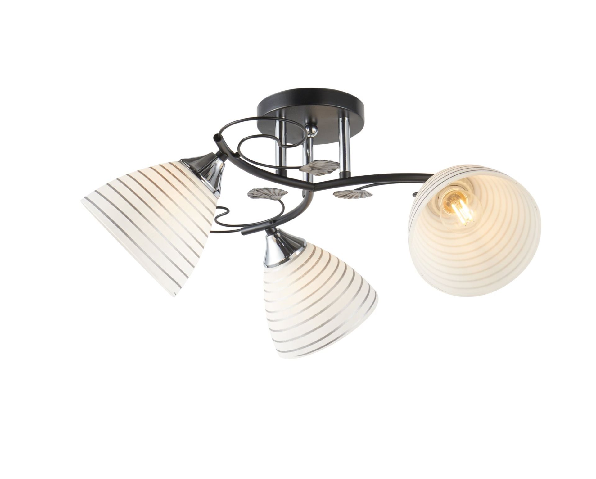 Люстра стельова на 3 плафони 6344-2 (Чорний+Хром) Люстра стельова на 3 плафони 6344-2 (Чорний+Хром)