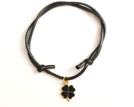 Ббраслет чорна конюшина п'ятилист з квіткою конюшиною