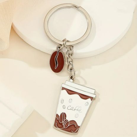 Брелок в виде чашки кофе и кофейного зерна для кофеманов
