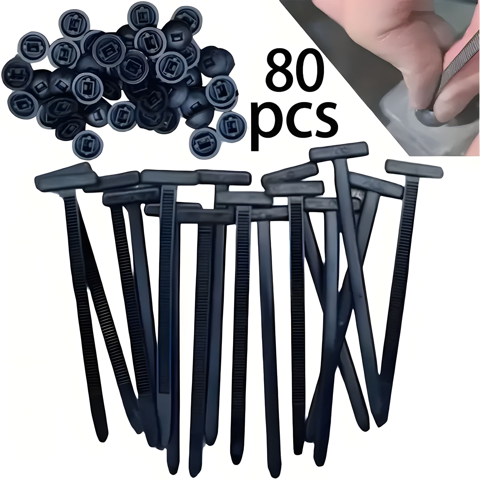 Нейлоновые самоблокирующиеся стяжки с фиксатором "замок+шпилька" 80 шт. Нейлоновые самоблокирующиеся стяжки с фиксатором "замок+шпилька" 80 шт.