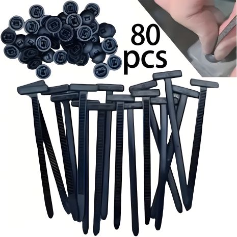 Нейлонові стяжки-самоблокувальники з фіксатором "замок + шпилька" 80шт Нейлонові стяжки-самоблокувальники з фіксатором "замок + шпилька" 80шт