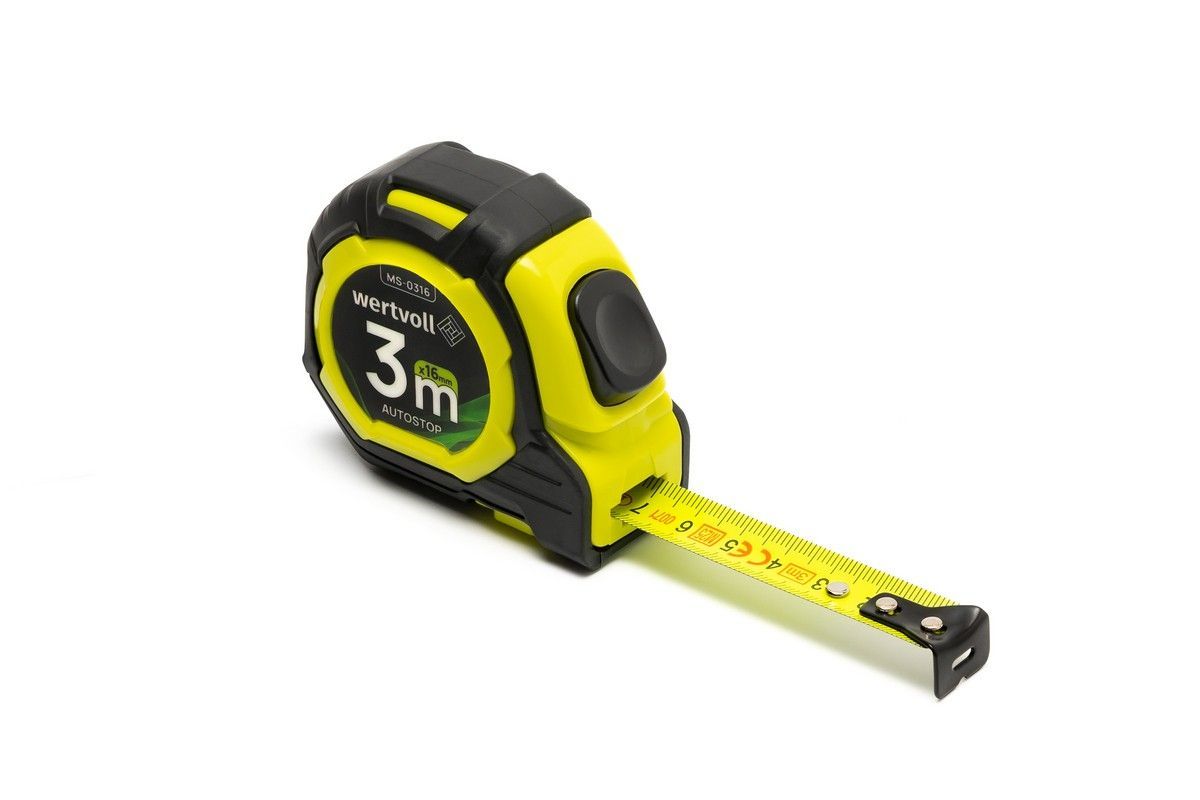 Рулетка 3 м×16 мм с двойной кнопкой AUTOSTOP и TPR покрытием, от MASTERTOOL (MS-0316) Рулетка 3 м×16 мм с двойной кнопкой AUTOSTOP и TPR покрытием, от MASTERTOOL (MS-0316)