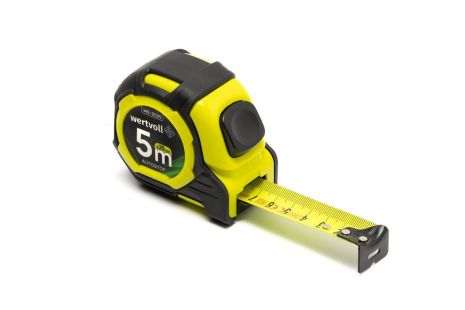 Рулетка 5 м х 25 мм дві кнопки AUTOSTOP покриття TPR нейлонове покриття протиковзкий гачок MASTERTOOL MS-0525