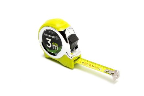 Рулетка 3 м х 16 мм фіксатор полотна кнопка STOP покриття TPR нейлонове покриття протиковзкий гачок MASTERTOOL MS-1316