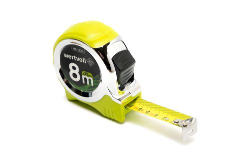 Рулетка 8 м×25 мм с фиксатором полотна и кнопкой STOP, нейлоновое покрытие, MASTERTOOL MS-1825 Рулетка 8 м×25 мм с фиксатором полотна и кнопкой STOP, нейлоновое покрытие, MASTERTOOL MS-1825