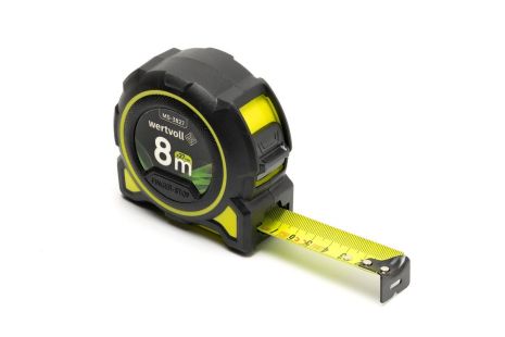 Рулетка 8 м х 27 мм фіксатор полотна кнопка STOP покриття TPR нейлонове покриття протиковзкий гачок MASTERTOOL MS-3827