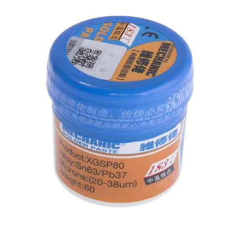Паяльна паста BGA Mechanic XGSP80, склад Sn 63%, Pb 37%, температура плавлення 183°C, об'єм 60 г