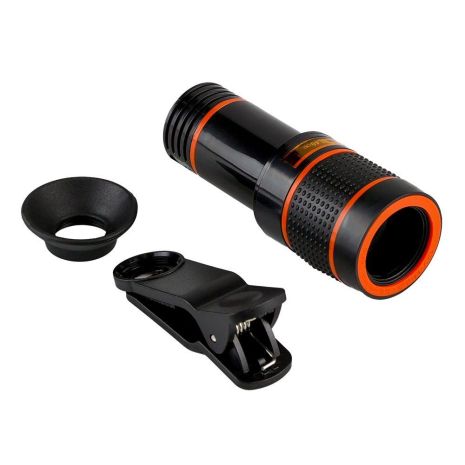 Объектив Для Мобильного Телефона Zoom 12х (Линзы Стекло) Цвет Черный