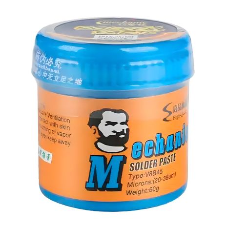 BGA паяльна паста Mechanic V8B45, Sn 42%, Bi 58%, 138°C, 60 г BGA паяльна паста Mechanic V8B45, Sn 42%, Bi 58%, 138°C, 60 г