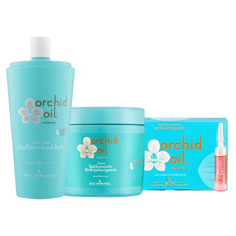 Набір для догляду за сухим волоссям KLERAL System TRIO Orchid: шампунь, маска й ампули