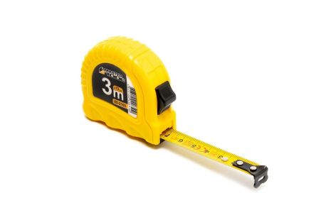 Рулетка 3 м х 13 мм фиксатор полотна кнопка STOP противоскользящий крючок MASTERTOOL 65-2103