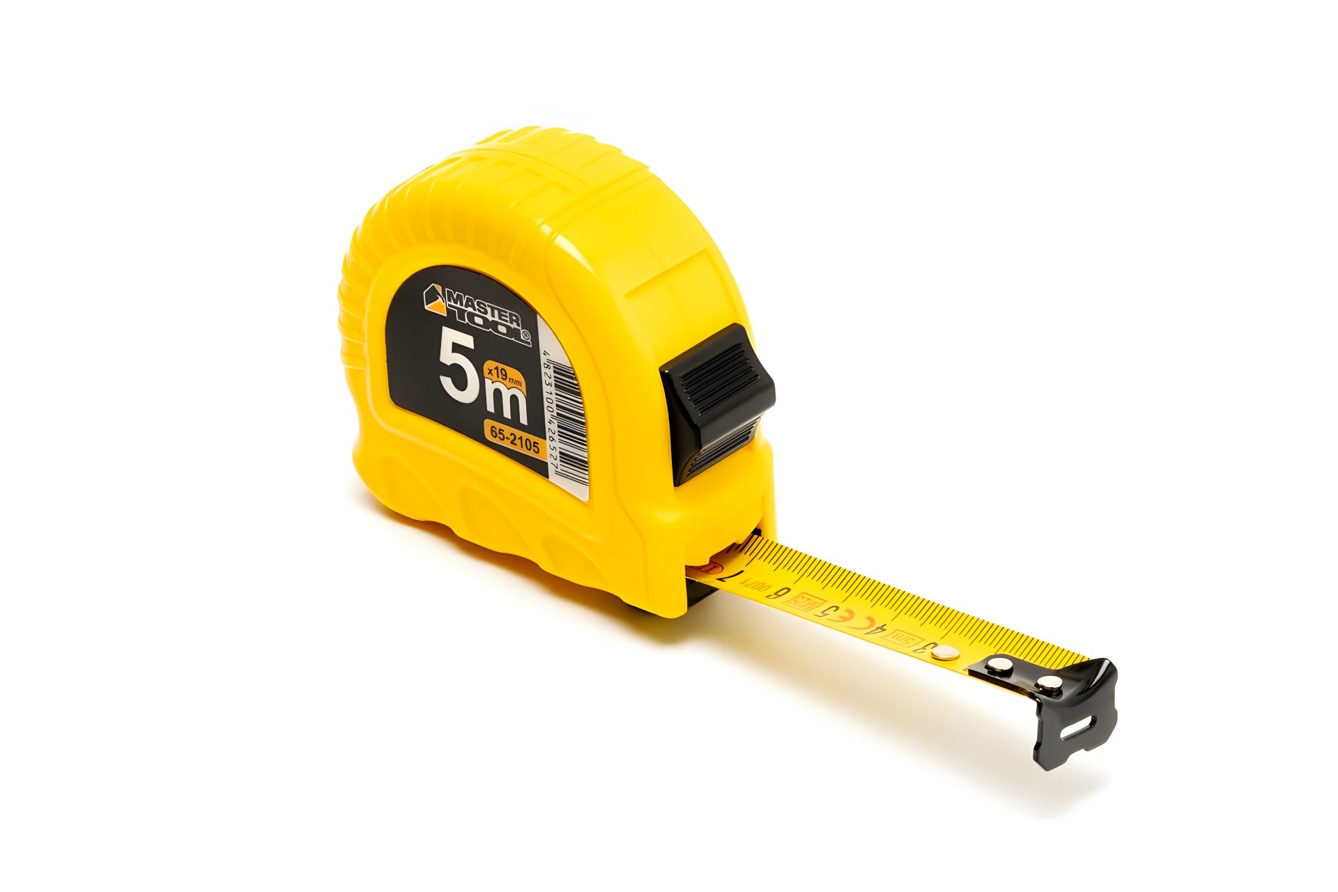 Рулетка 5м×19мм з фіксатором полотна та кнопкою STOP, протиковзкий гачок MASTERTOOL 65-2105 Рулетка 5м×19мм з фіксатором полотна та кнопкою STOP, протиковзкий гачок MASTERTOOL 65-2105