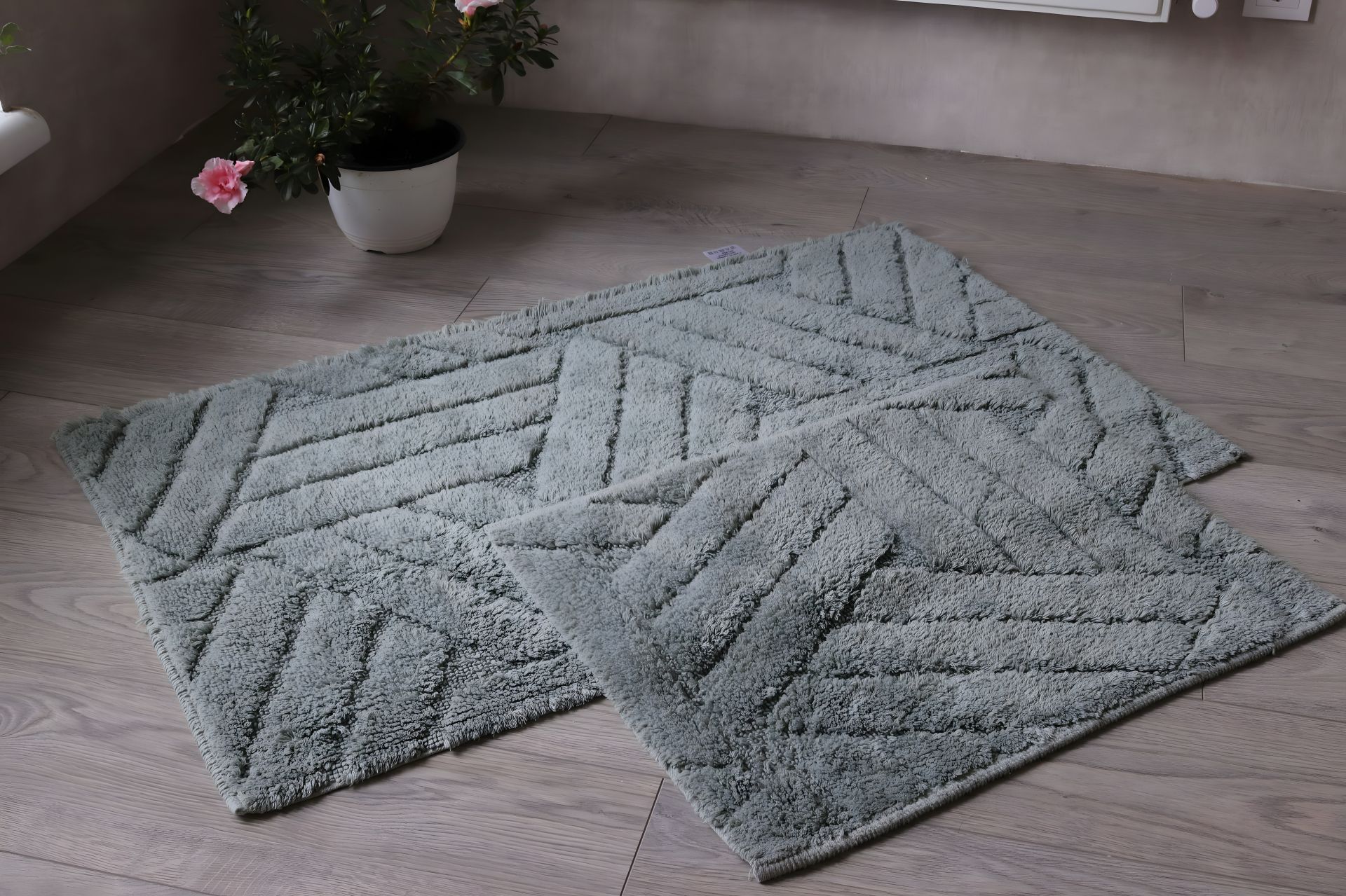 Набір килимків для ванної та туалету 60x100/50x60 см, Vonaldy Elite 2917/green Набір килимків для ванної та туалету 60x100/50x60 см, Vonaldy Elite 2917/green