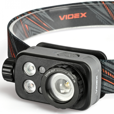 Ліхтарик налобний туристичний VIDEX VLF-H046Z 500 Лм, IP65, ZOOM (фокусування), 3 кольори (червоний/зелений), датчик руху, Li-pol USB-C Ліхтарик налобний туристичний VIDEX VLF-H046Z 500 Лм, IP65, ZOOM (фокусування), 3 кольори (червоний/зелений), датчик руху, Li-pol USB-C
