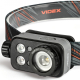 Ліхтарик налобний туристичний VIDEX VLF-H046Z 500 Лм, IP65, ZOOM (фокусування), 3 кольори (червоний/зелений), датчик руху, Li-pol USB-C
