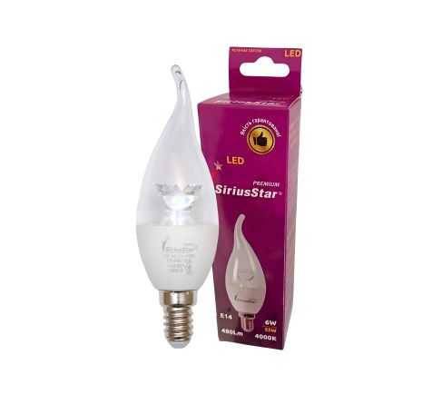 Лампа світлодіодна 6W-4000K-E14 SIRIUSSTAR 3301 СA37 crystal tail