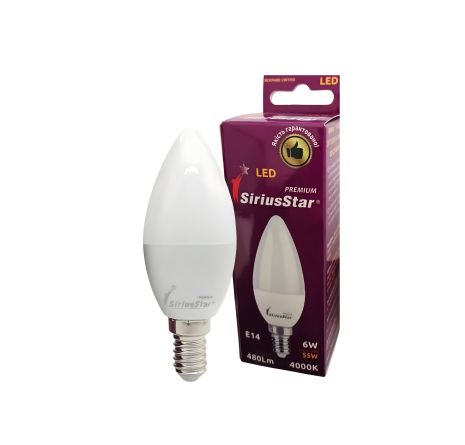 Світлодіодна лампа SIRIUSSTAR СА37 6W-4000K-E14 3204 Світлодіодна лампа SIRIUSSTAR СА37 6W-4000K-E14 3204