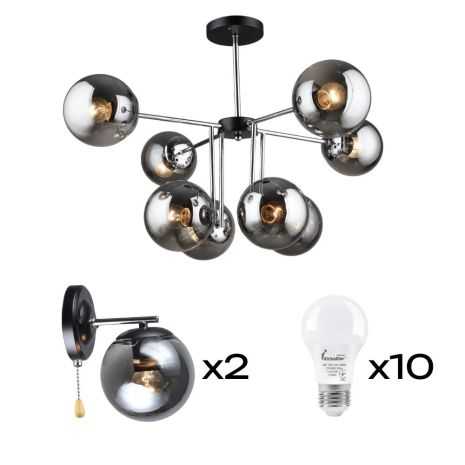 Комплект: Люстра VALESO K2307/8 + 2 Бра VALESO K2307/1W с лампочками Комплект: Люстра VALESO K2307/8 + 2 Бра VALESO K2307/1W с лампочками