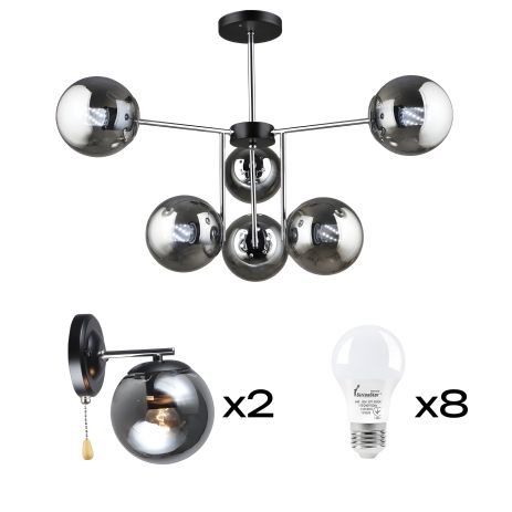 Комплект: Люстра VALESO K2307/6 + 2 Бра с лампами VALESO K2307/1W Комплект: Люстра VALESO K2307/6 + 2 Бра с лампами VALESO K2307/1W