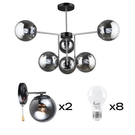 Комплект: Люстра VALESO K2307/6 + 2 Бра VALESO K2307/1W з лампочками Комплект: Люстра VALESO K2307/6 + 2 Бра VALESO K2307/1W з лампочками