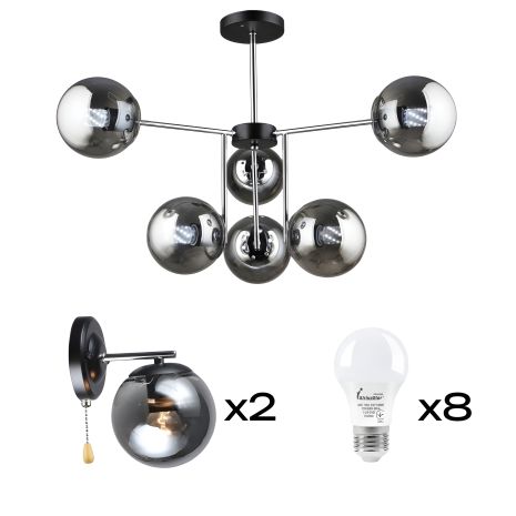 Люстра VALESO K2307/6 + 2 Бра VALESO K2307/1W з лампочками комплект Люстра VALESO K2307/6 + 2 Бра VALESO K2307/1W з лампочками комплект