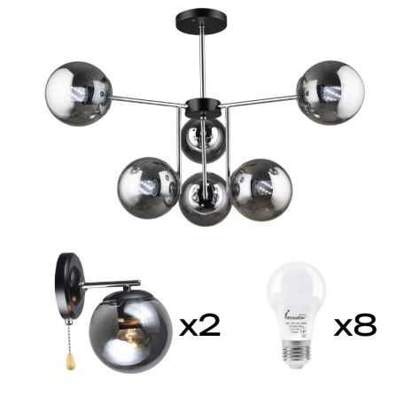 Комплект: Люстра VALESO K2307/6 + 2 Бра VALESO K2307/1W с лампочками Комплект: Люстра VALESO K2307/6 + 2 Бра VALESO K2307/1W с лампочками