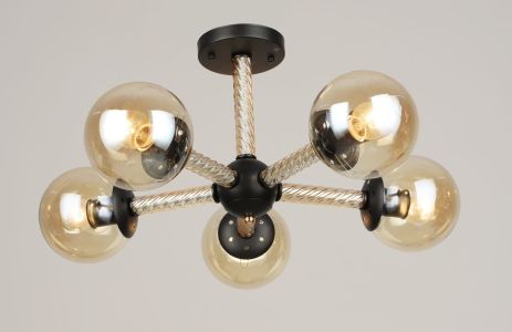 Люстра стельова на 5 плафонів VALESO Чорний + Золото K2341/5 Люстра стельова на 5 плафонів VALESO Чорний + Золото K2341/5